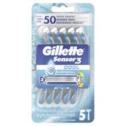 Gillette Sensor3 Cool Disposable Razors for Men, 5 ct