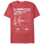 Men's Star Wars X-Wing Schematics  Graphic Tee Red Heather Medium