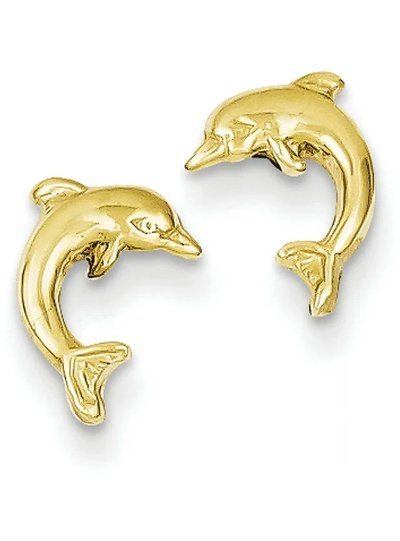 Primal Gold 14K Yellow Gold Dolphin Post Earrings