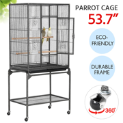 Topeakmart Bird Cage with Stand Wrought Iron Construction Quaker Parrot Cockatiel Finch Canary Bird Flight Cage