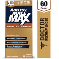 Ageless Male Max - Doctor Recommended Total Testosterone Booster, Increase Nitric Oxide, Promote Strength & Muscle and Reduce Body Fat Better than Exercise Alone, Increase Arousal, Caplets, 60 Ct.