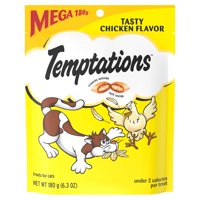 TEMPTATIONS Classic Crunchy and Soft Cat Treats Tasty Chicken Flavor, 6.3 oz. Pouch