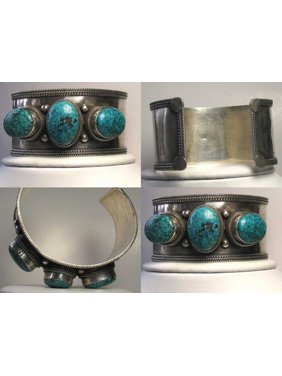 Hand Made Natural Turquoise & Sterling Silver Cuff Bracelet