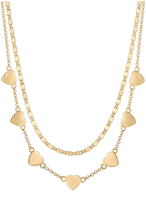 JS Jessica Simpson Womens Gold Plated Sterling Silver 2 Piece Necklace Set