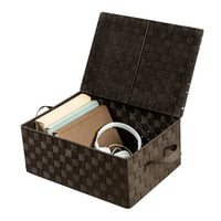 Honey Can Do Woven Storage Box with Hinged Lid, Espresso