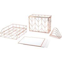 U Brands Wire Metal Desk Organization Kit, 10 Pieces, Steel, Rose Gold, 2104U