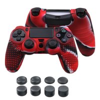 Silicone Case Cover Skin Fit for PlayStation PS4, PS4 Slim, PS4 Pro Controller, TSV Non-slip Controller Grip Case for PS4 Gaming Controller, 8 Thumb Stick Caps