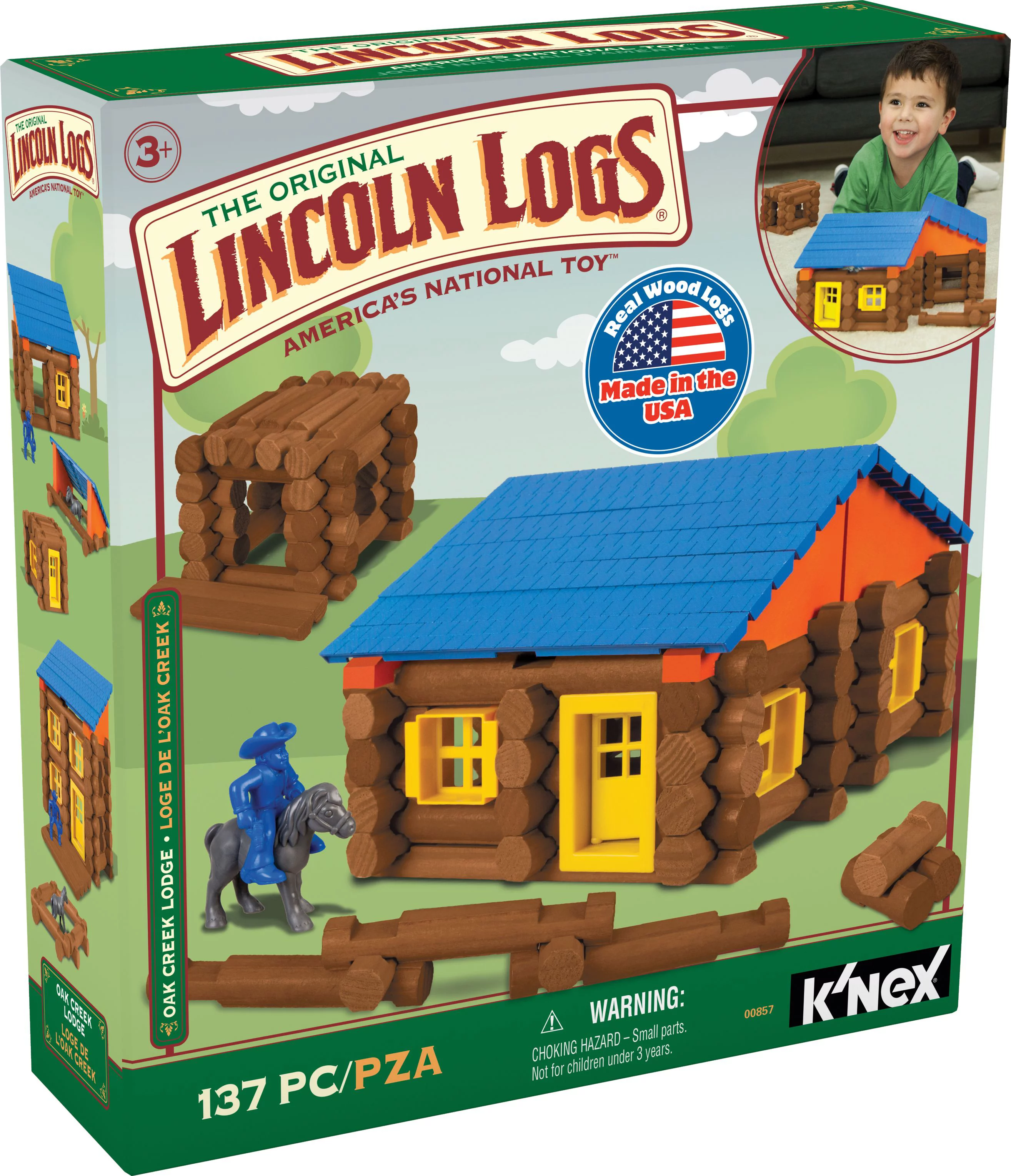 LINCOLN LOGS - Oak Creek Lodge - 137 Pieces - Ages 3 Preschool Education Toy