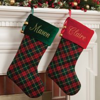 Personalized Plaid Stocking Available In Multiple Colors
