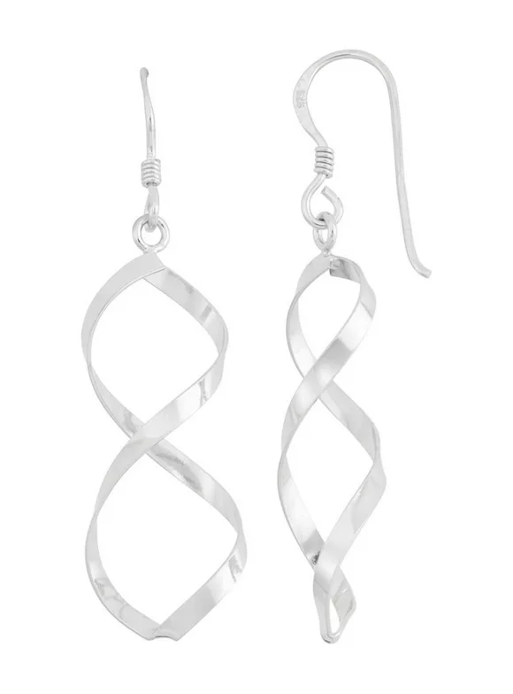 Sterling Silver Twisting Infinity Dangle Earwire Earrings