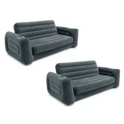 Intex Inflatable Pull-Out Sofa Bed Sleep Away Futon Couch, Queen, Gray (2 Pack)