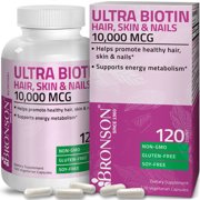 Ultra Biotin 10,000 Mcg Hair Skin and Nails Supplement, Non-GMO, Gluten Free, Soy Free, 120 Vegetarian Capsules