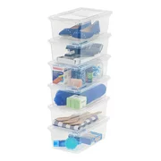 IRIS USA 6 Qt Clear Storage Latch Box, 6 Pack