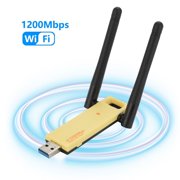 USB WiFi Adapter 1200Mbps Wireless Internet Adapter USB 3.0 WiFi Dongle for PC 802.11AC with 2dBi High Gain Antenna Support Linux Mac OS 10.4~10.15 Windows 10/8.1/8/7/ XP System, Easy to Use