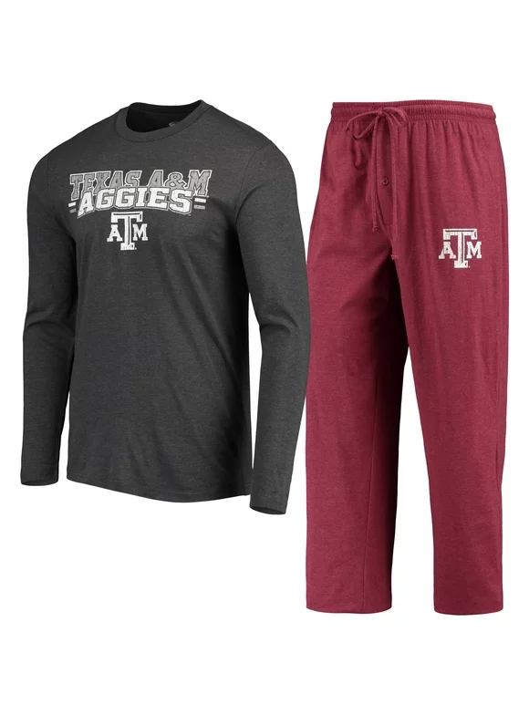 Men's Concepts Sport Maroon/Heathered Charcoal Texas A&M Aggies Meter Long Sleeve T-Shirt & Pants Sleep Set