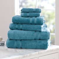 Mainstays Performance 6 Piece Bath Towel Set Collection in Solid & Textured