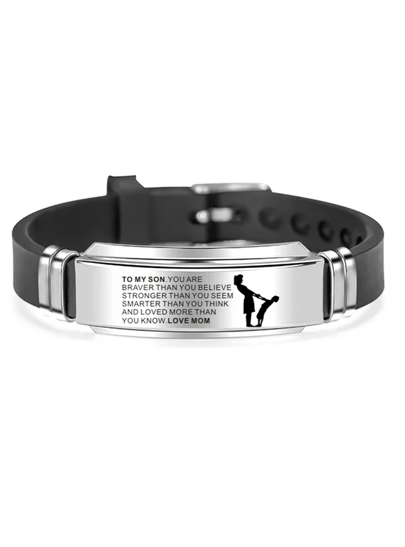 8 Styles To My Son Inspirational Bracelet Men Wristband Stainless Steel Silicone Bracelets For Boys Love Gifts From Mom Dad