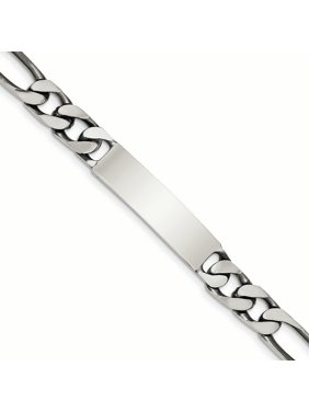 .925 Sterling Silver 9.00MM Antiqued Figaro Link ID Bracelet 8.50 Inches