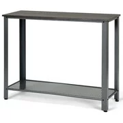Costway Console Sofa Table W/ Storage Shelf Metal Frame Wood Look Entryway Table Silver