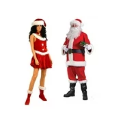 Christmas Santa Suit Men Costume and Santa Secret Women Couples Set