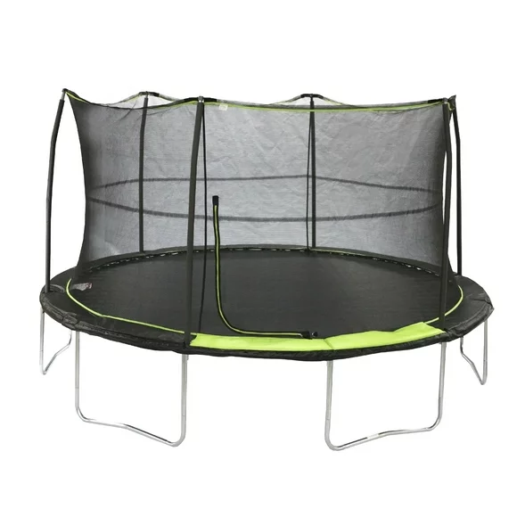 JumpKing 14ft  Trampoline and Enclosure - Black/ Lime Green