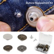 Willster 40pcs Jeans Buttons Different Style Metal Tack Buttons Replacement Kit with Storage Box Fitting Denims Jeans Jackets