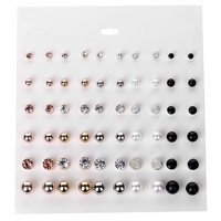 HEQU Women Round Ball Metal Pearl Earrings For Women Girl Gifts Crystal Stud Earring Sets Mix Jewelry Pack of 30 Pairs