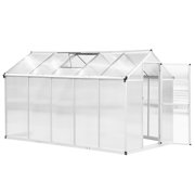 Outsunny Stable Outdoor Walk-In Garden Greenhouse with Roof Vent and Rain Gutter for Plants, Herbs, and Vegetables, 10' L x 6.25' W