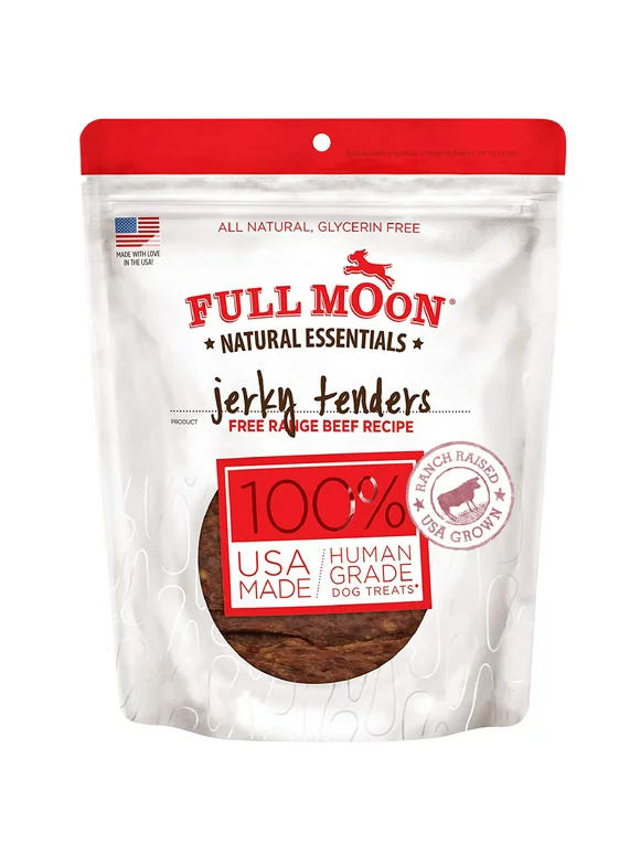 FULL MOON All Natural Human Grade Dog Treats, Essential Beef Jerky Tenders, 22 Ounce, Dry, Jerky Treats