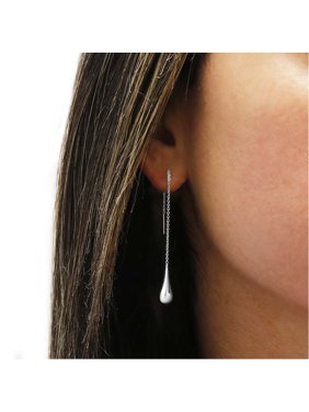 Italian Sterling Silver Threader Teardrop Earrings