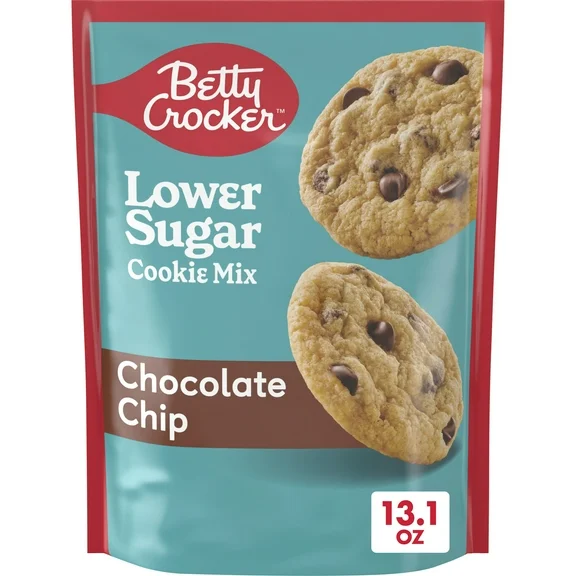 Betty Crocker Lower Sugar Chocolate Chip Cookie Mix, No Artificial Sweeteners, 13.1 oz