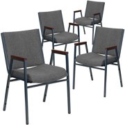Flash Furniture 4-Pack HERCULES Series Heavy Duty, 3" Thickly Padded, Patterned Upholstered Stack Chair with Arms, Multiple Colors