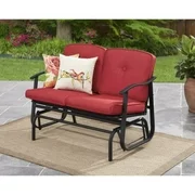 Mainstays Belden Park Outdoor Loveseat Glider Buy w/ Pillows and Save