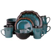 Elama's Mystic Waves 16 Piece Dinnerware Set in Turquoise