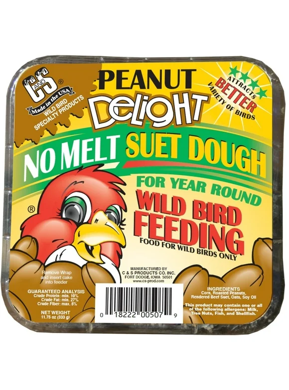 C&S Peanut Delight Suet Dough, 11.75 oz. Wild Bird Food, 12 Pack