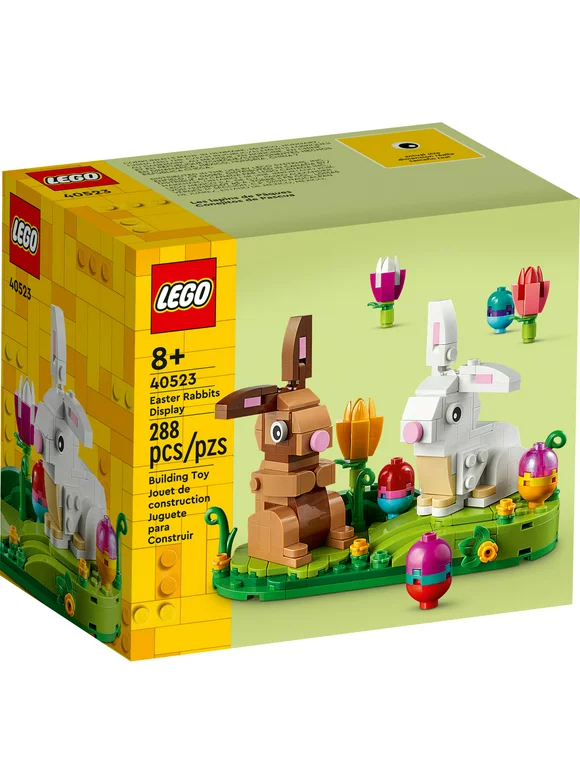 LEGO Easter Rabbits Display 40523 Building Toy Set, Includes Colorful Easter Eggs and Tulips, Easter Decoration