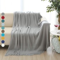 MF Studio Decorative Knit Throw Blanket Warm & Cozy for Couch Sofa Bed Beach Travel - 50" x 60", Grey