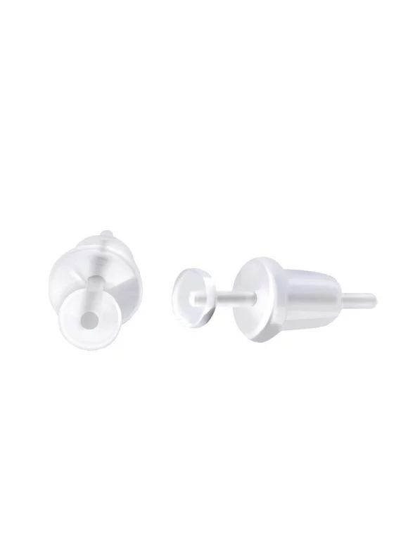 CLEAR PTFE FLEXI EARRING STUD RETAINER 20G/0.8MM WITH A FLAT FRONT AND SOFT SILICON BACK BUTTERFLY. ONE PAIR