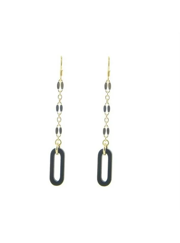 Black & Gold Hook Earrings in Sterling Silver
