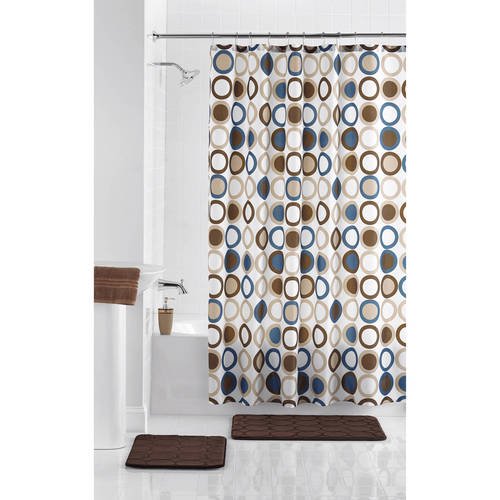 Mainstays Memory Foam Bathroom Set 15, Mainstays Shower Curtain Set With Bath Rugs