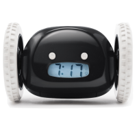 Clocky Alarm Clock on Wheels (Black) For Heavy Sleeper - Loud, Jumps & Runs
