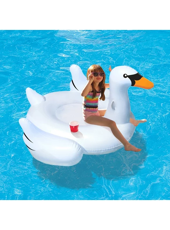 Blue Wave Products Elegant Giant Swan 73" Inflatable Ride-On Pool Float