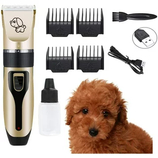 Dog Grooming Kit, Low Noise, Electric Quiet, Rechargeable, Cordless, Pet Hair Thick Coats Clippers Trimmers Set, Suitable for Dogs, Cats, and Other Pets