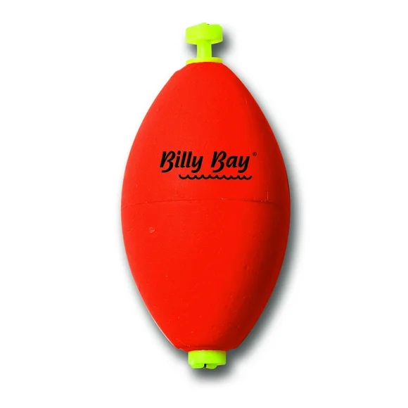 Billy Bay Hi Viz Rattle Weighted Snap On Oval Fishing Float, Red, Size 2 1/2", 2-Pack