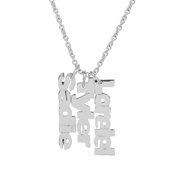 Personalized Sterling Silver Mothers Vertical 3-Name Necklace with an 18 inch Link Chain