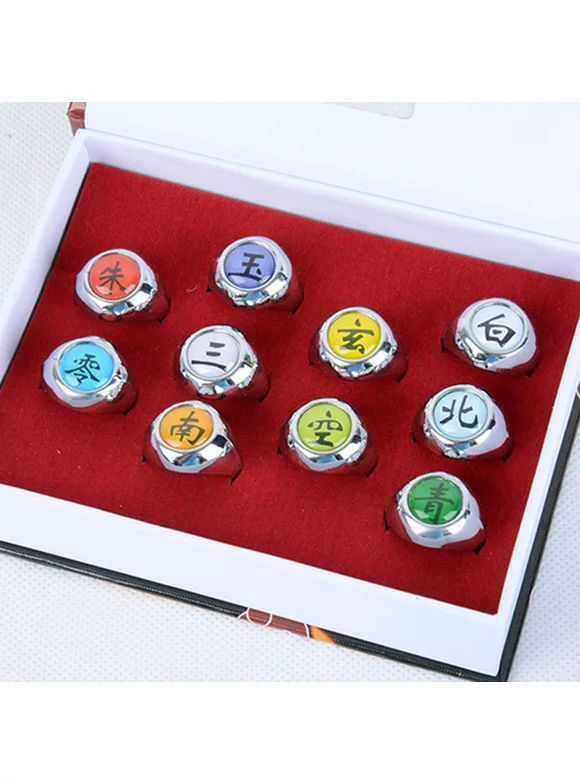 Naruto Alloy Ring Creative Akatsuki Collection Ring Set Naruto Cosplay Prop Unisex Popular Gifts for Anime Fans