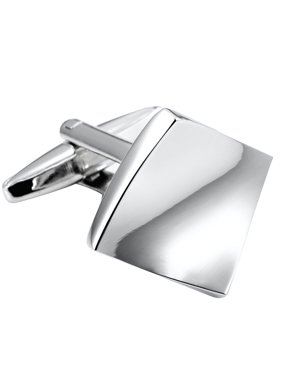 Unique Modern Art Bended Square Stainless Steel Men's Cufflinks (Silver Color)