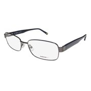New Marchon Nyc East Side Chamber Mens Designer Full-Rim Gunmetal / Navy Comfortable Vision Care Frame Demo Lenses 55-17-145 Spring Hinges Eyeglasses/Eye Glasses