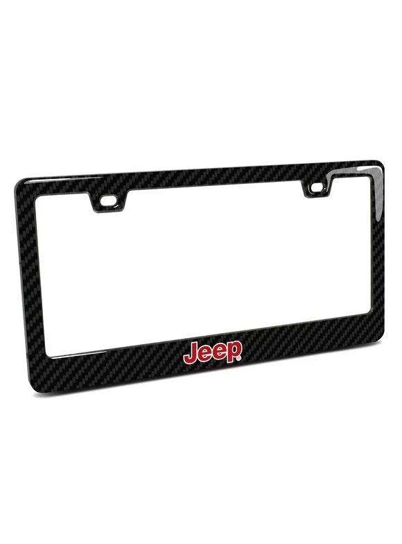 Jeep in Red Black Real 3K Carbon Fiber Finish ABS Plastic License Plate Frame
