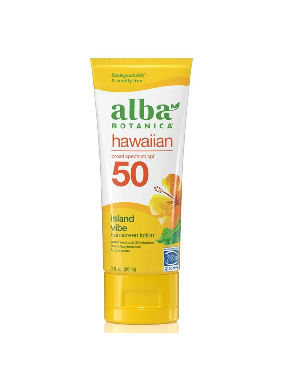 Alba Botanica Hawaiian Sunscreen Lotion SPF 50, Island Vibe, 3 fl oz